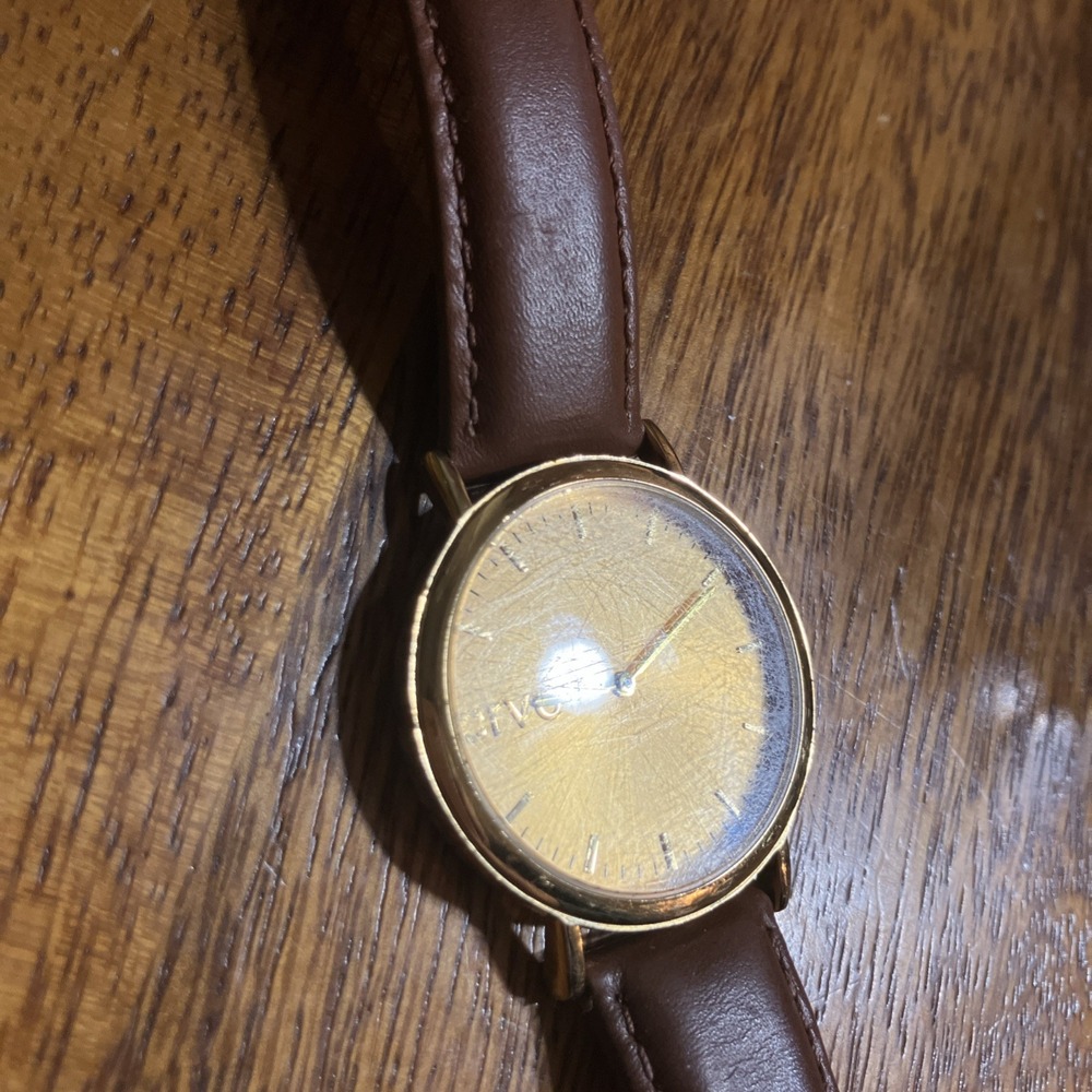 ARVO Time Sawyer Rose Gold Brown Leather Quartz Watch 40mm New Battery - Scratch
